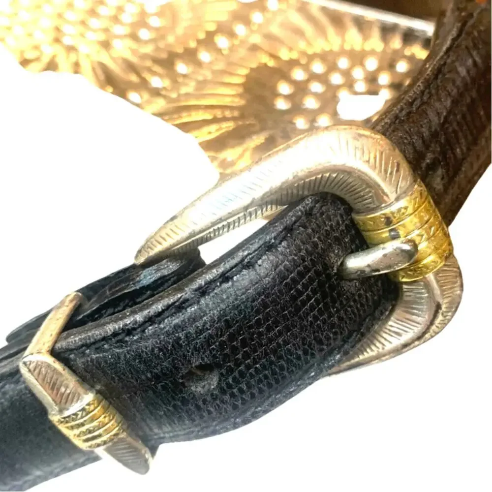 Bill Adler Genuine Leather Belt Woven Italian Calf Skin Brown Black Aztec 32 in